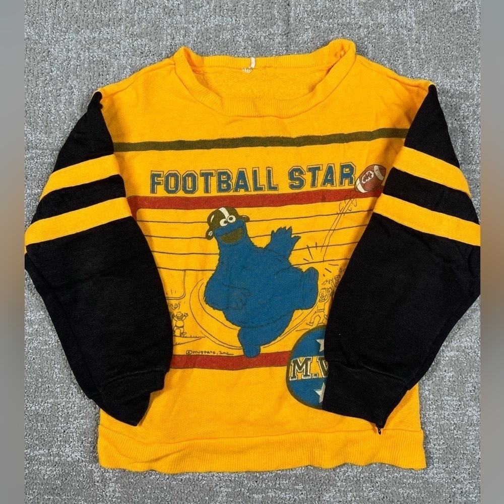 Vintage Cookie Monster Shirt 80s Sesame Street Football Children’s Long Sleeve